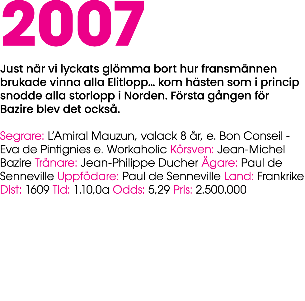2007 Just n r vi lyckats gl mma bort hur fransm nnen brukade vinna alla Elitlopp… kom h sten som i princip snodde all...