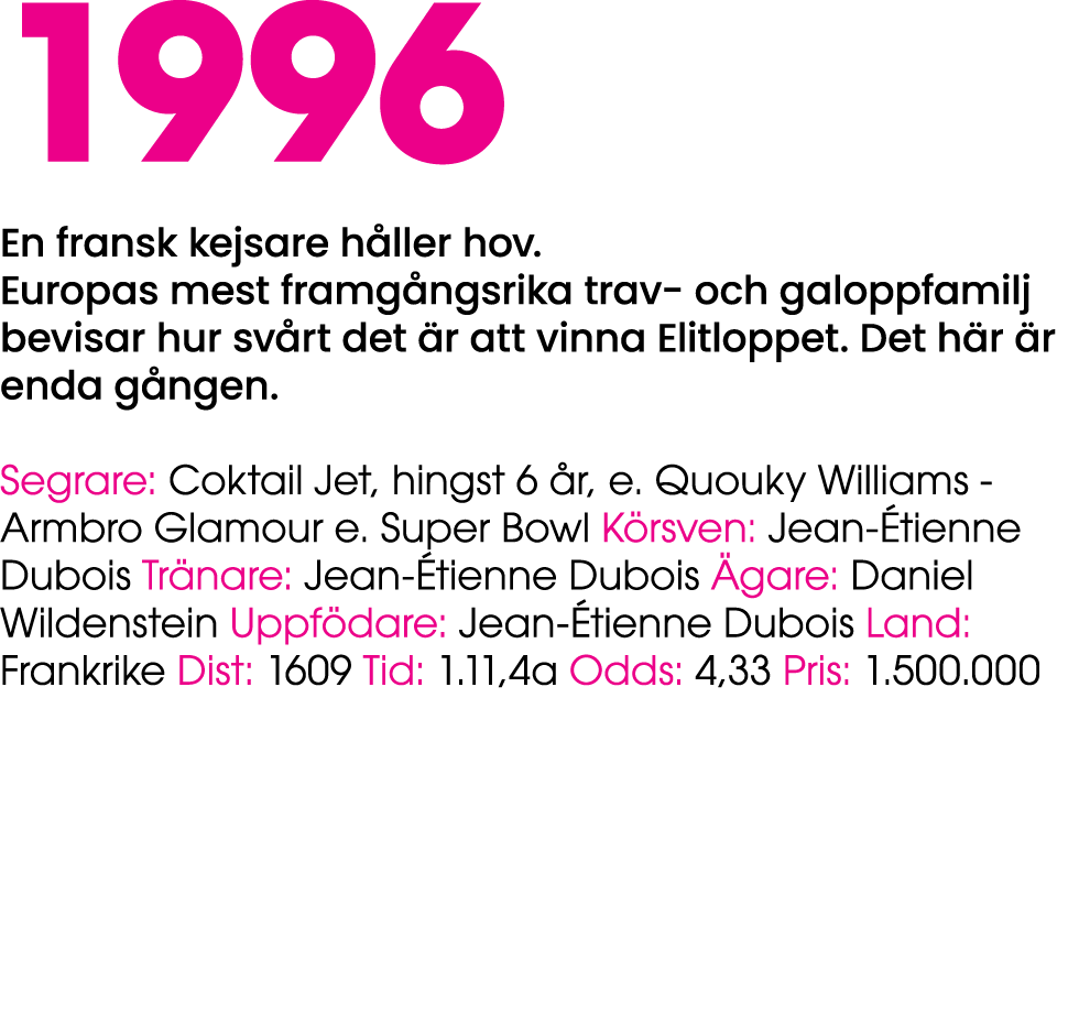 1996 En fransk kejsare h ller hov. Europas mest framg ngsrika trav och galoppfamilj bevisar hur sv rt det r att vinn...